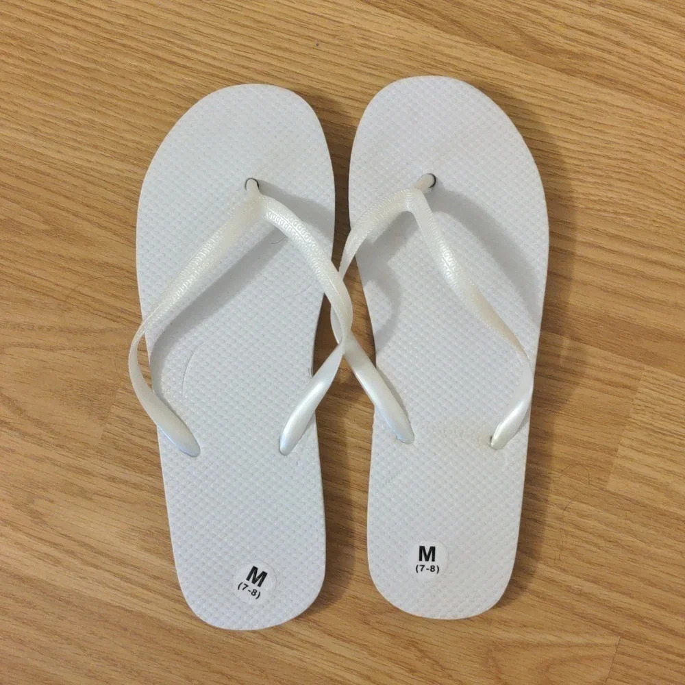 White/Light Gray Flip  Flops